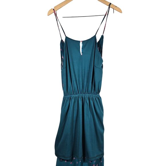 Fate Teal Floral Partially Lined Halter Neck Tie‎ Back Tank Maxi Dress M - Picture 8 of 15